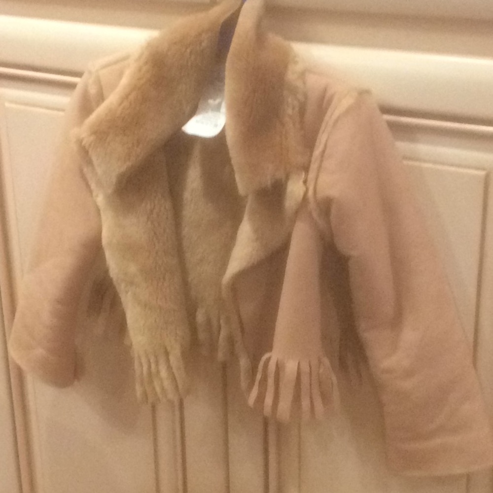 Faux fur beige girls jacket made in FRANCE